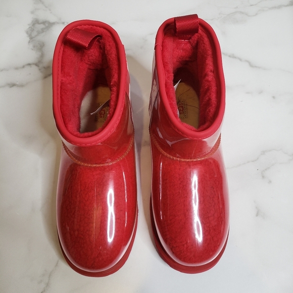 UGG Classic Clear Mini Boot Red Waterproof Size 5 NEW - Picture 3 of 8